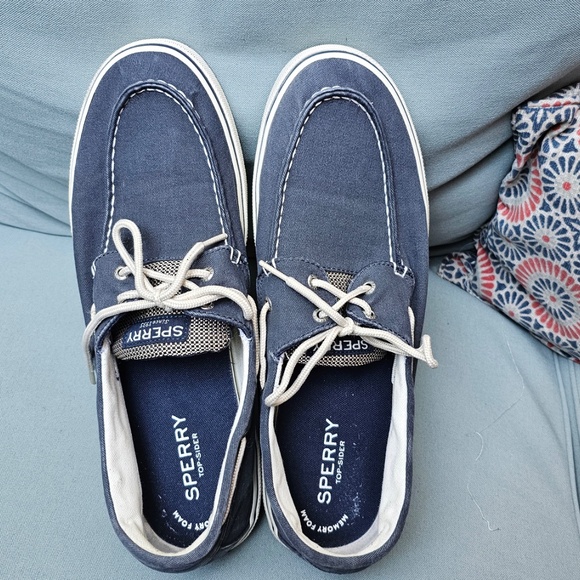 Sperry Halyard 2-Eye Boat Shoes, Men’s 14, EUC, blue canvas - Picture 6 of 13